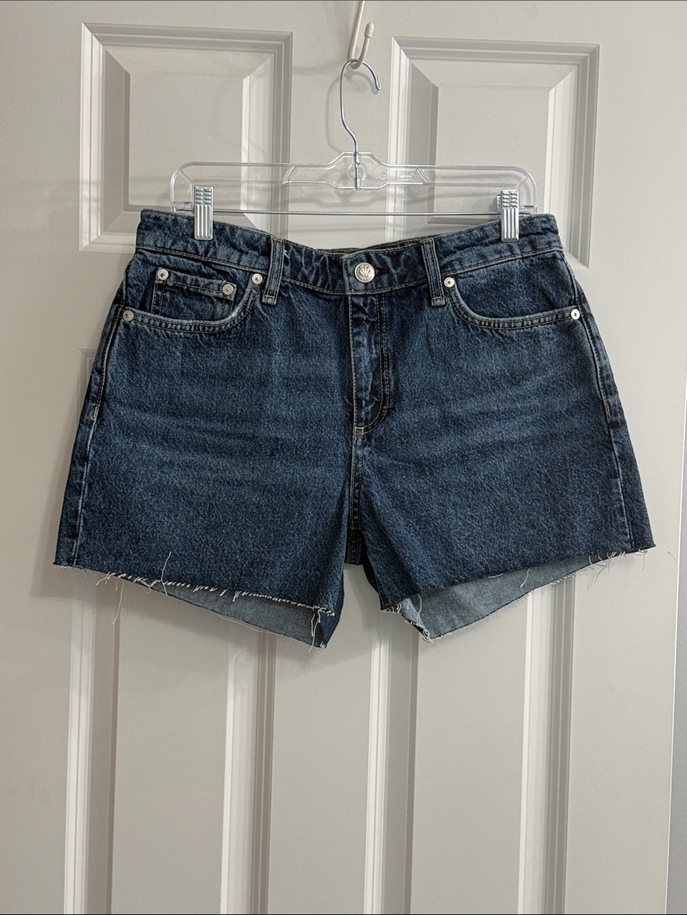 rag & bone Dark Indigo Raw-Hem Denim Shorts NWT